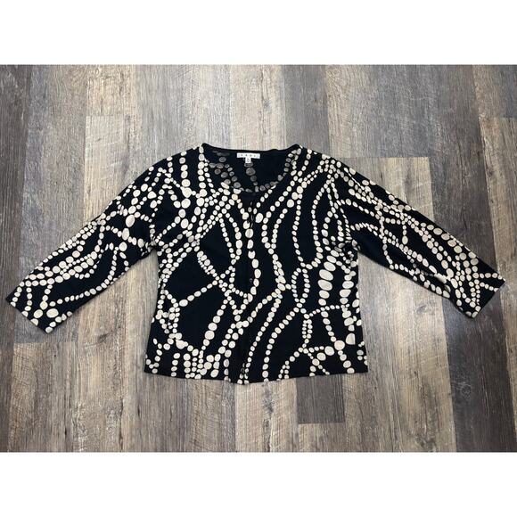 Cabi Black & Tan Patterned Cardigan Sweater XL - Picture 1 of 6